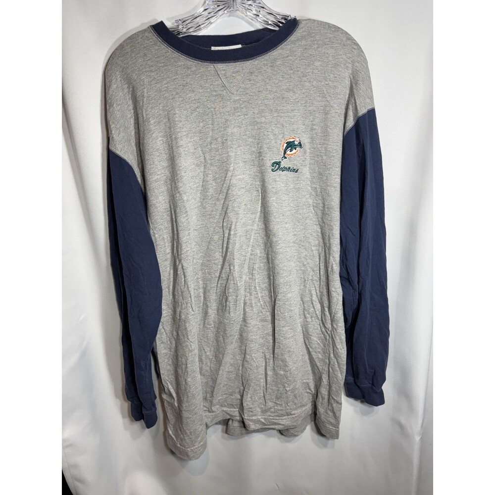 Vintage NFL Miami Dolphins Grey 100% Cotton Long Sleeve Shirt Size Xl